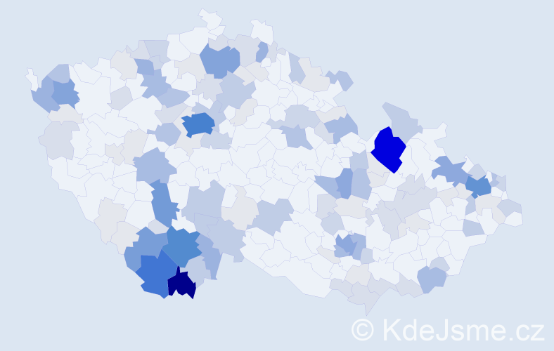 Příjmení: 'Troják', počet výskytů 459 v celé ČR
