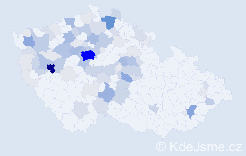 Příjmení: 'Šteklová', počet výskytů 266 v celé ČR