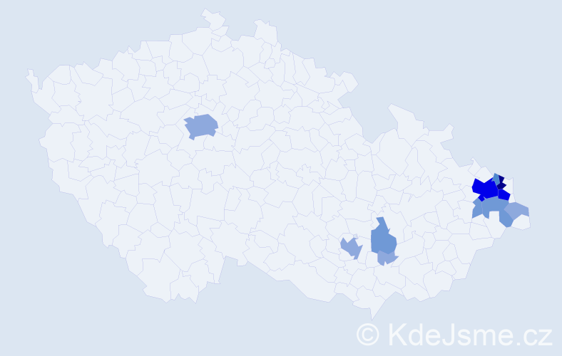 Příjmení: 'Kajfoš', počet výskytů 29 v celé ČR