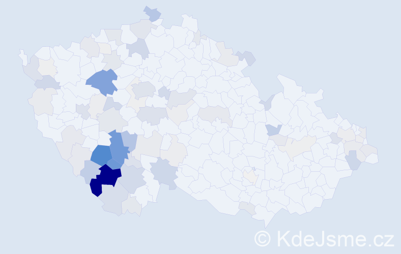 Příjmení: 'Kubičková', počet výskytů 338 v celé ČR