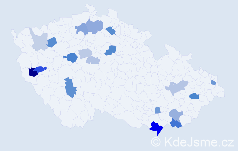 Příjmení: 'Letáková', počet výskytů 54 v celé ČR