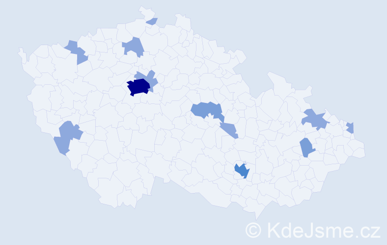 Příjmení: 'Kosar', počet výskytů 22 v celé ČR