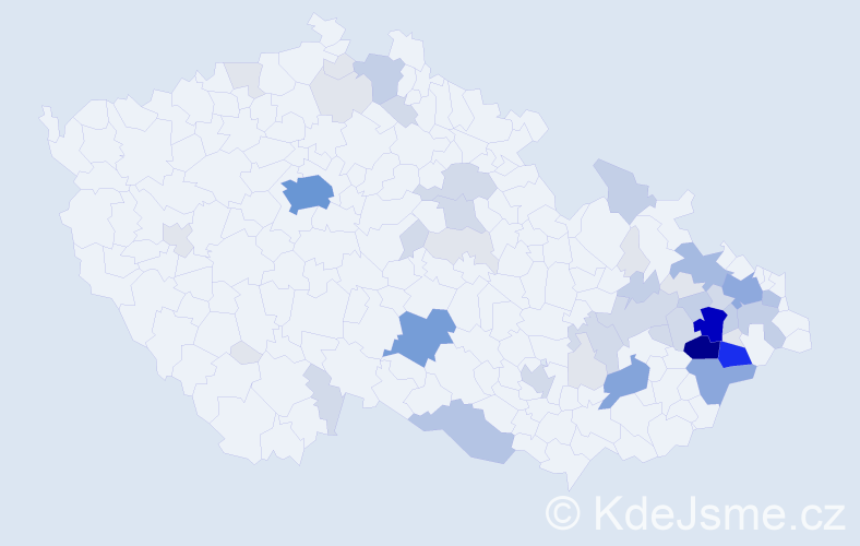 Příjmení: 'Zuzaňák', počet výskytů 192 v celé ČR