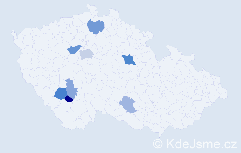 Příjmení: 'Rebeka', počet výskytů 19 v celé ČR