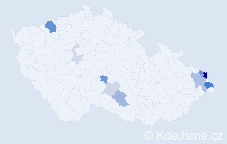 Příjmení: 'Farana', počet výskytů 40 v celé ČR