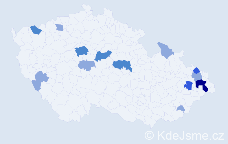 Příjmení: 'Modrovič', počet výskytů 25 v celé ČR