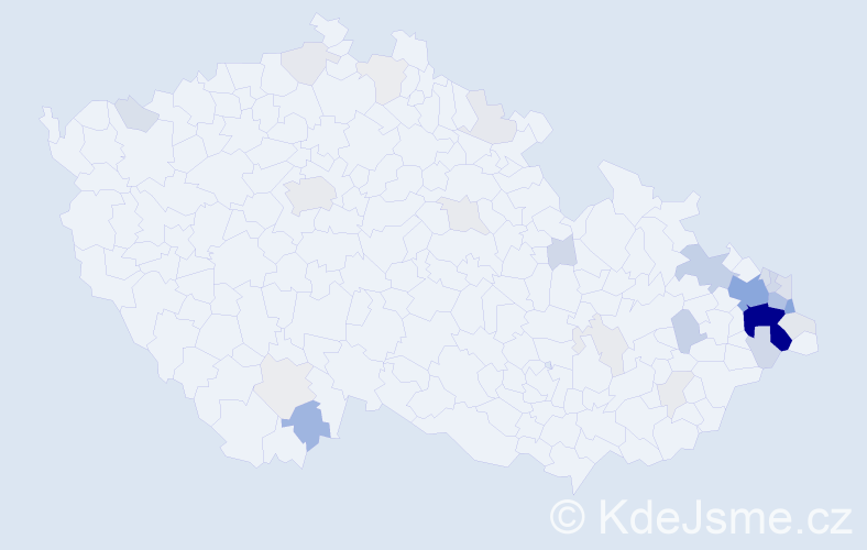 Příjmení: 'Tesarčík', počet výskytů 130 v celé ČR