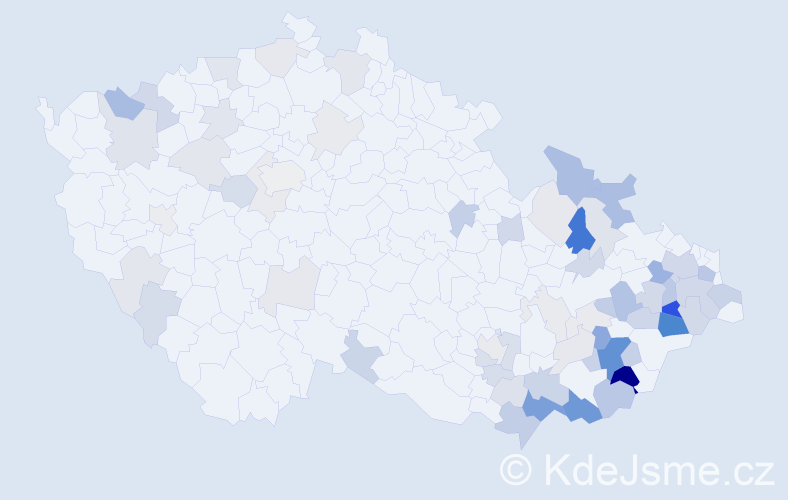 Příjmení: 'Bernátková', počet výskytů 187 v celé ČR