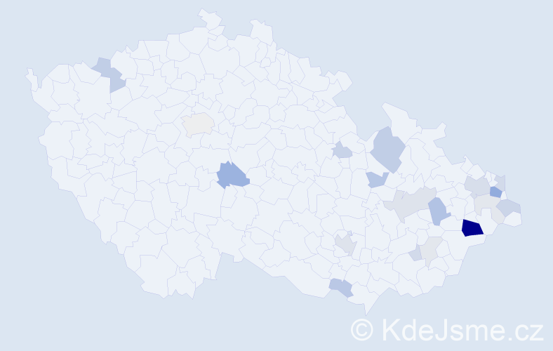 Příjmení: 'Kantorek', počet výskytů 56 v celé ČR