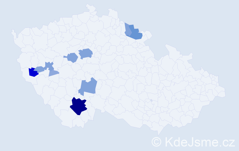 Příjmení: 'Hajs', počet výskytů 31 v celé ČR
