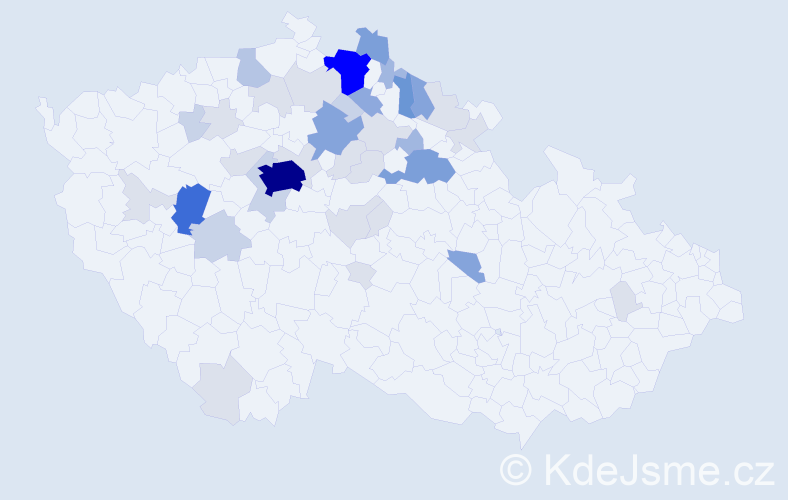 Příjmení: 'Kapras', počet výskytů 140 v celé ČR
