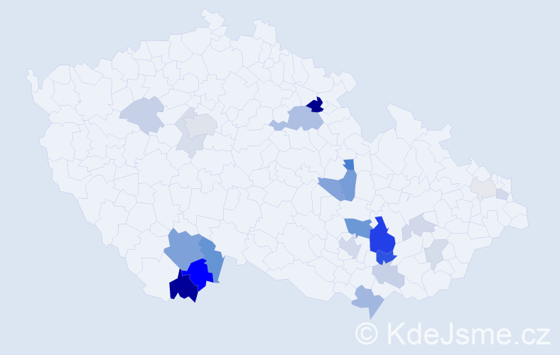 Příjmení: 'Baldík', počet výskytů 57 v celé ČR