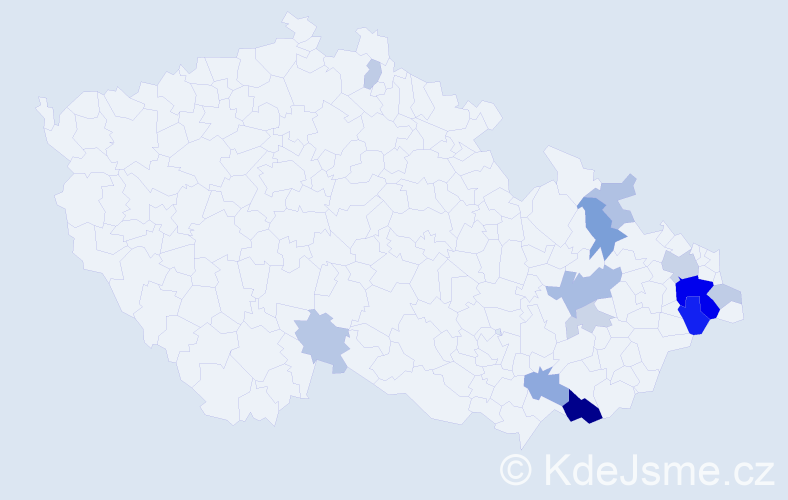 Příjmení: 'Brantálová', počet výskytů 38 v celé ČR