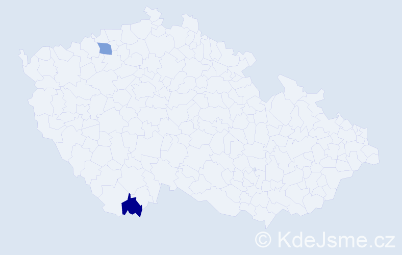 Příjmení: 'Kukrič', počet výskytů 2 v celé ČR
