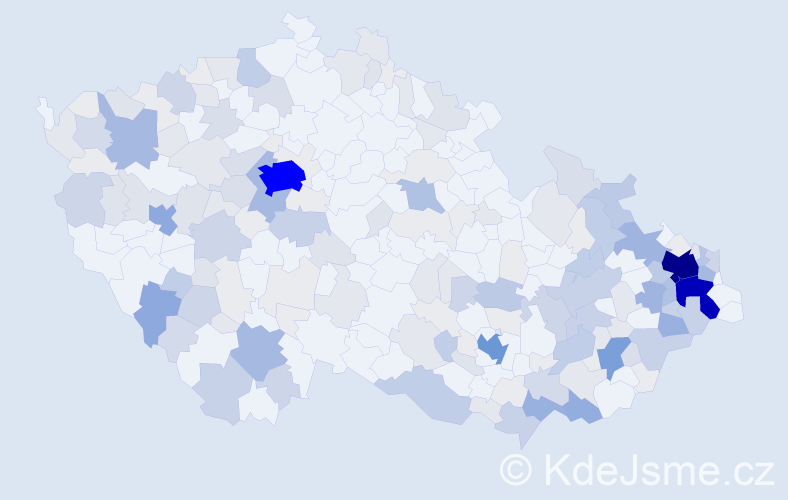 Příjmení: 'Míčková', počet výskytů 805 v celé ČR