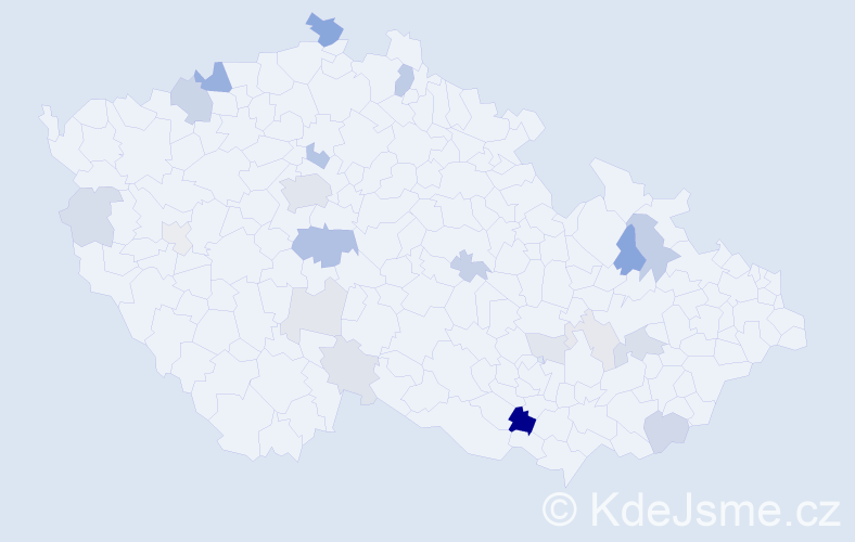 Příjmení: 'Mitošinková', počet výskytů 54 v celé ČR