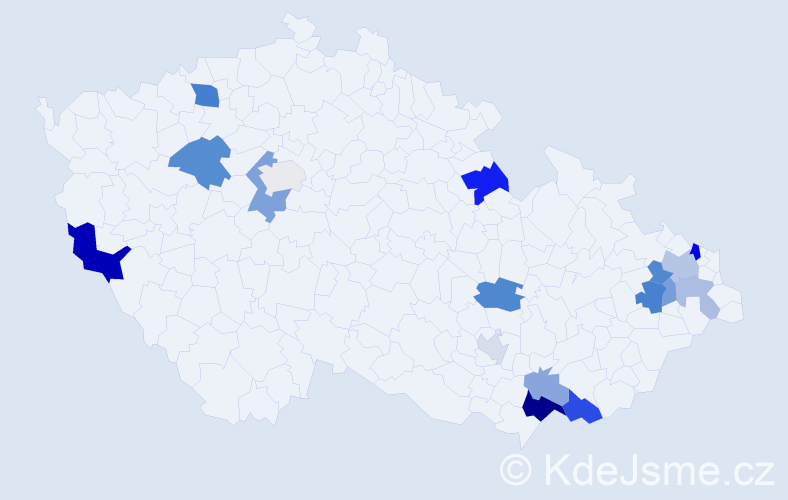 Příjmení: 'Stanček', počet výskytů 33 v celé ČR