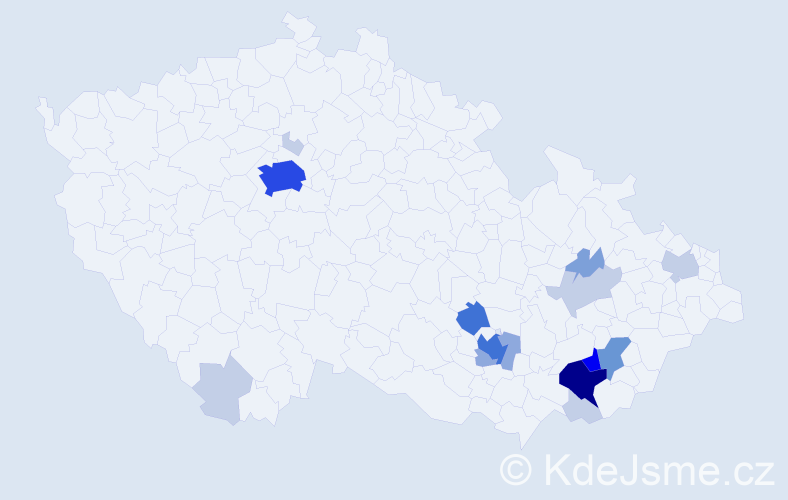 Příjmení: 'Caudrová', počet výskytů 53 v celé ČR