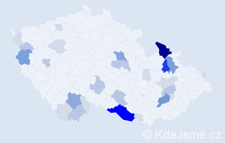 Příjmení: 'Maňurová', počet výskytů 95 v celé ČR