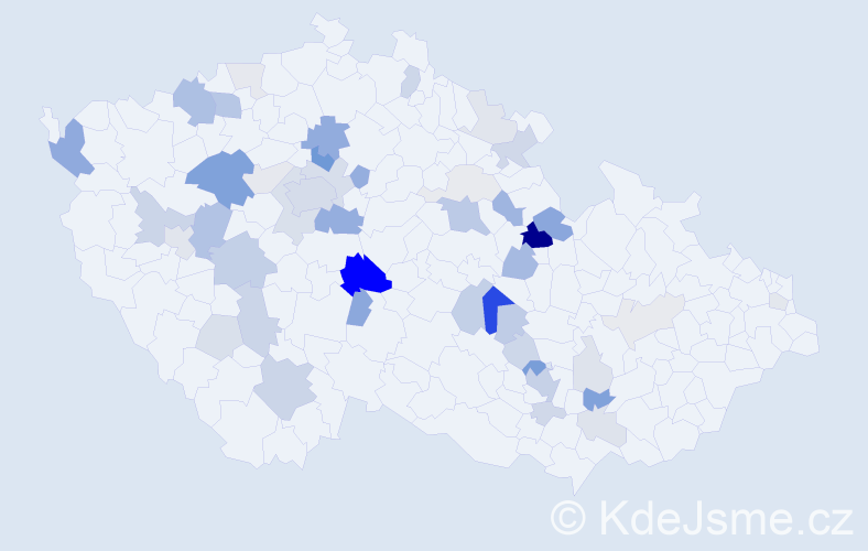 Příjmení: 'Boušek', počet výskytů 151 v celé ČR