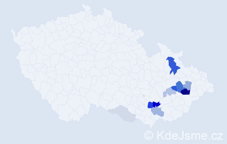 Příjmení: 'Vinklar', počet výskytů 33 v celé ČR