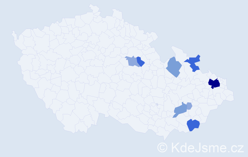 Příjmení: 'Adami', počet výskytů 25 v celé ČR
