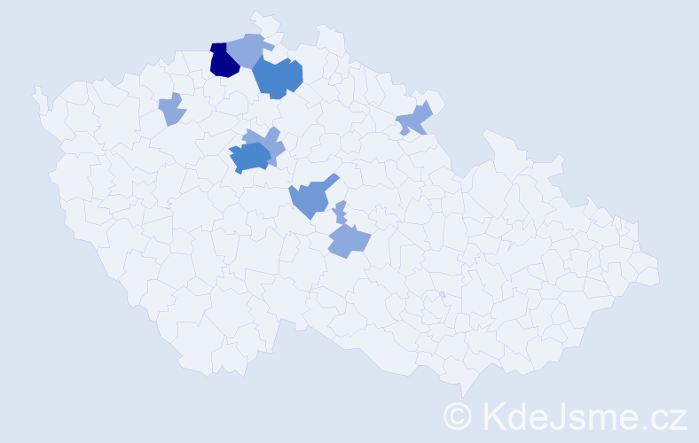 Příjmení: 'Bauštein', počet výskytů 19 v celé ČR