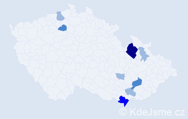 Příjmení: 'Crhounková', počet výskytů 15 v celé ČR