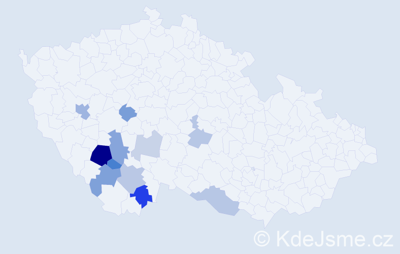 Příjmení: 'Kašpírek', počet výskytů 48 v celé ČR