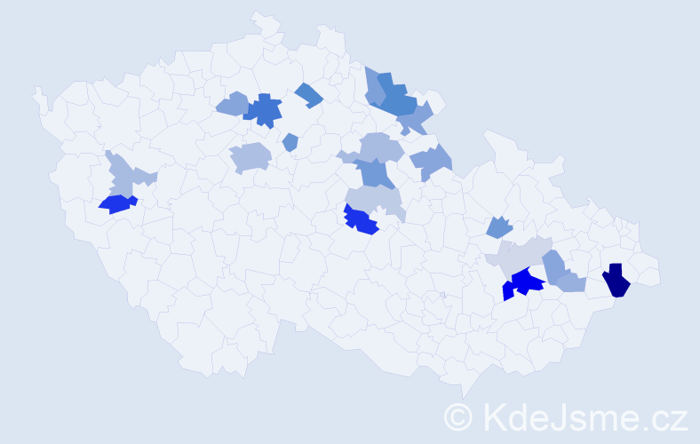 Příjmení: 'Berák', počet výskytů 53 v celé ČR