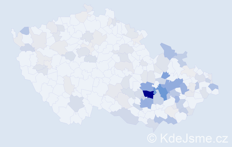 Příjmení: 'Nezval', počet výskytů 431 v celé ČR