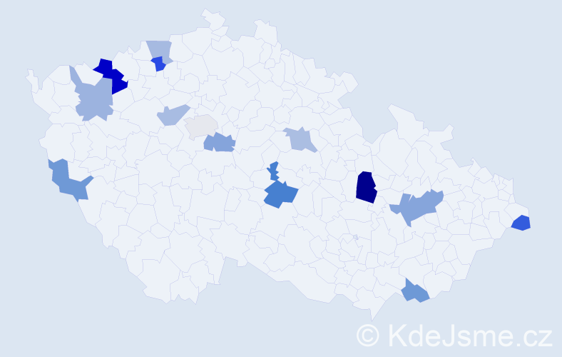 Příjmení: 'Hmírová', počet výskytů 19 v celé ČR
