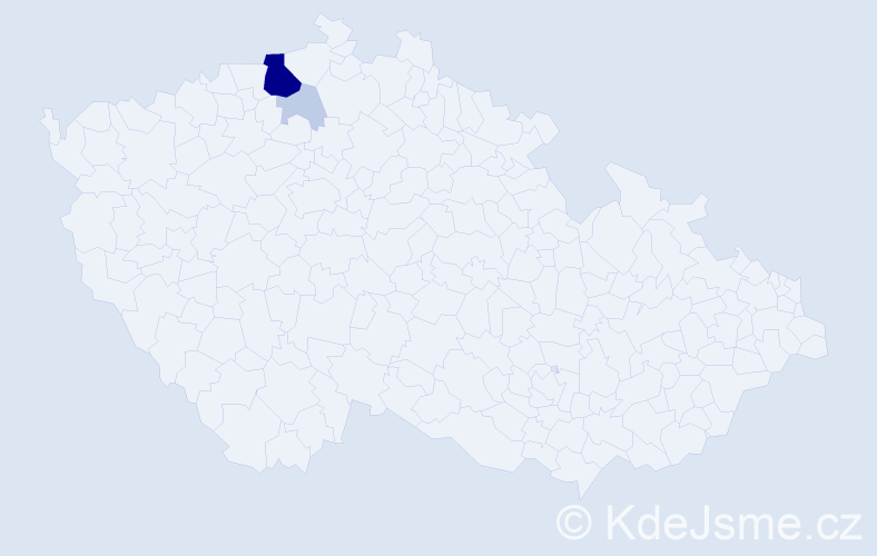 Příjmení: 'Tomev', počet výskytů 11 v celé ČR
