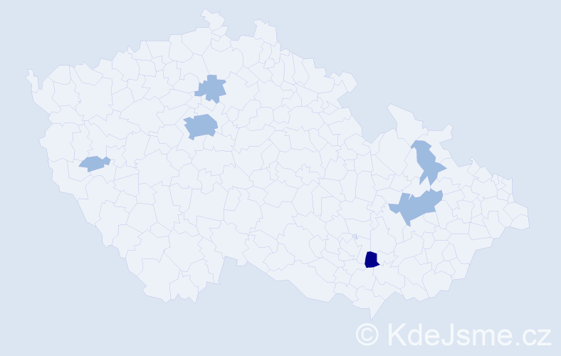 Příjmení: 'Varhová', počet výskytů 9 v celé ČR
