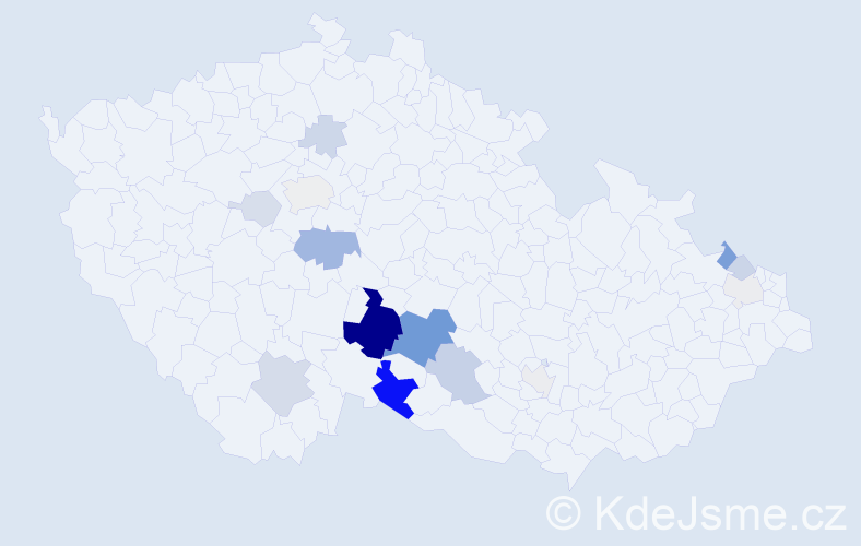Příjmení: 'Rásocha', počet výskytů 45 v celé ČR