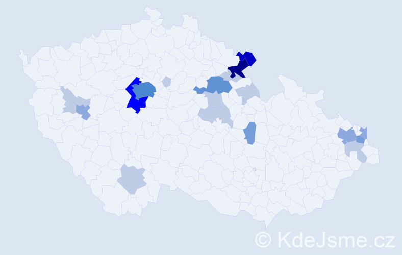 Příjmení: 'Vančák', počet výskytů 57 v celé ČR