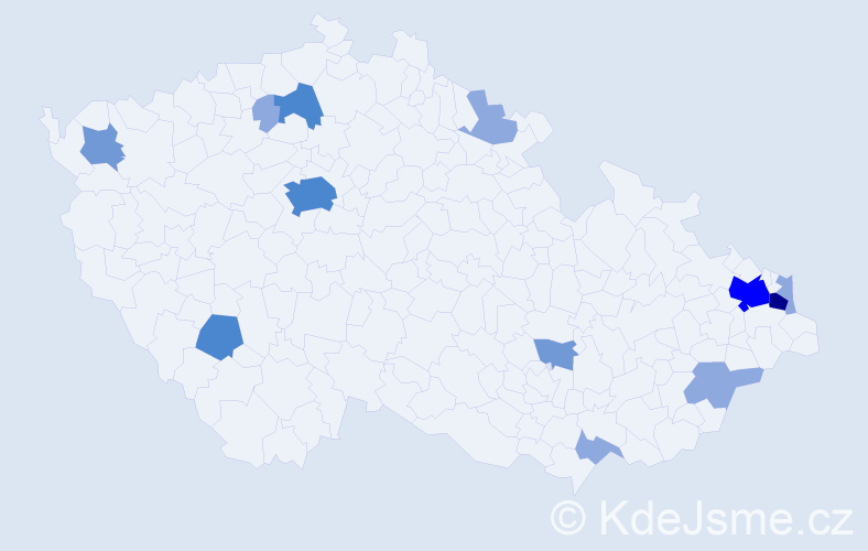 Příjmení: 'Tomašák', počet výskytů 30 v celé ČR