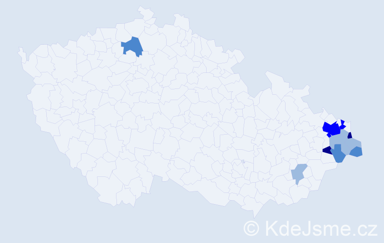 Příjmení: 'Fajčák', počet výskytů 24 v celé ČR