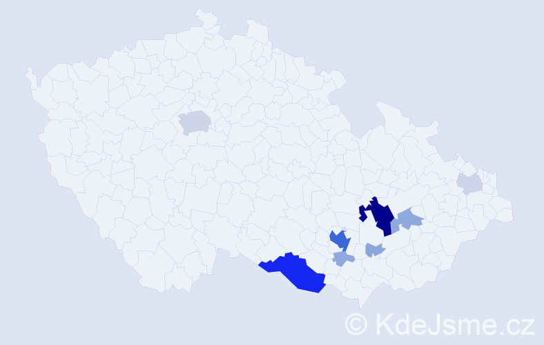 Příjmení: 'Volec', počet výskytů 41 v celé ČR