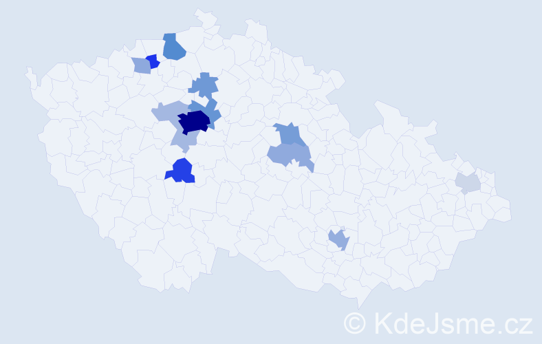 Příjmení: 'Yu', počet výskytů 64 v celé ČR