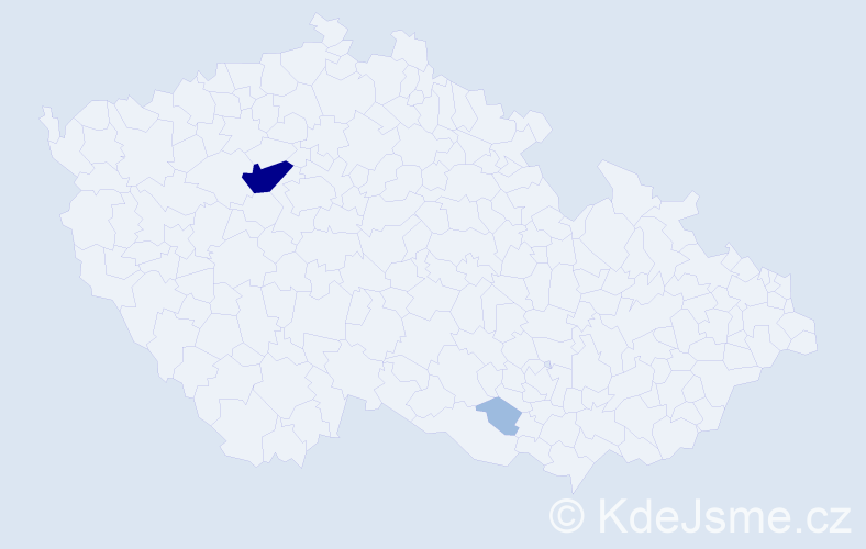 Příjmení: 'Hefr', počet výskytů 5 v celé ČR