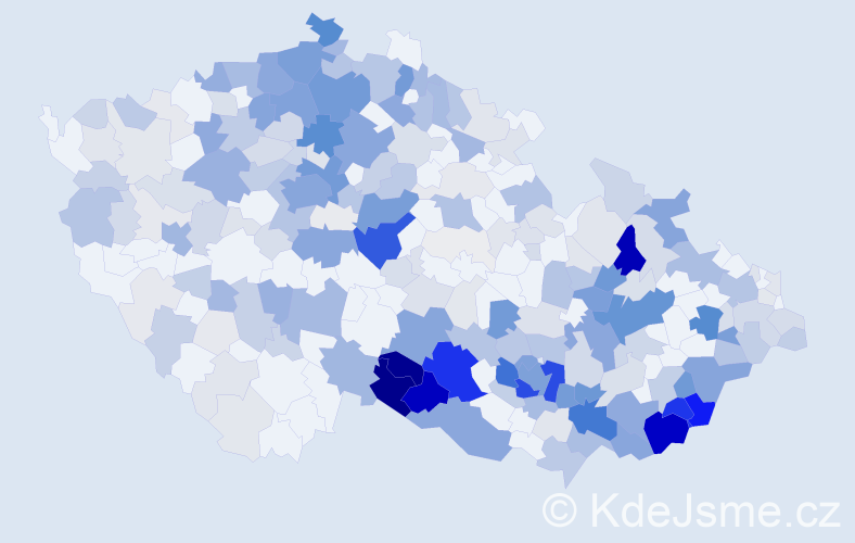 Příjmení: 'Jahoda', počet výskytů 1215 v celé ČR
