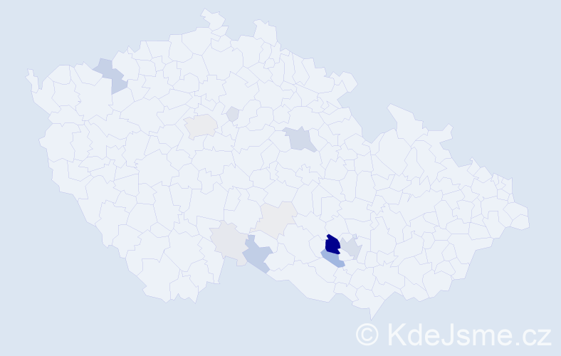 Příjmení: 'Přinesdomů', počet výskytů 64 v celé ČR