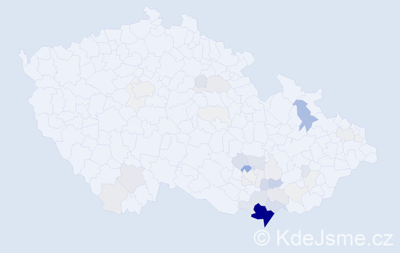 Příjmení: 'Darmovzal', počet výskytů 150 v celé ČR