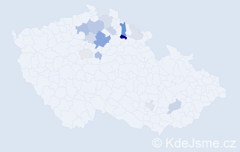 Příjmení: 'Kynych', počet výskytů 38 v celé ČR