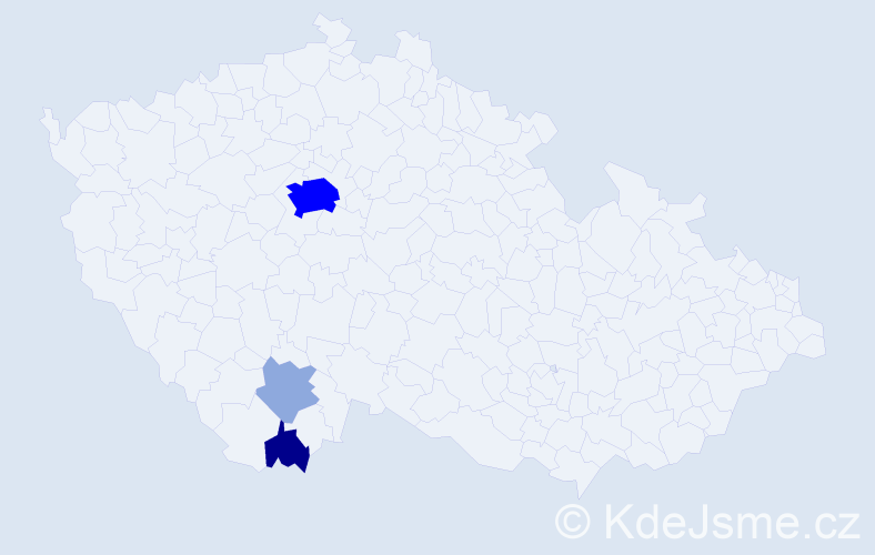 Příjmení: 'Tošil', počet výskytů 13 v celé ČR
