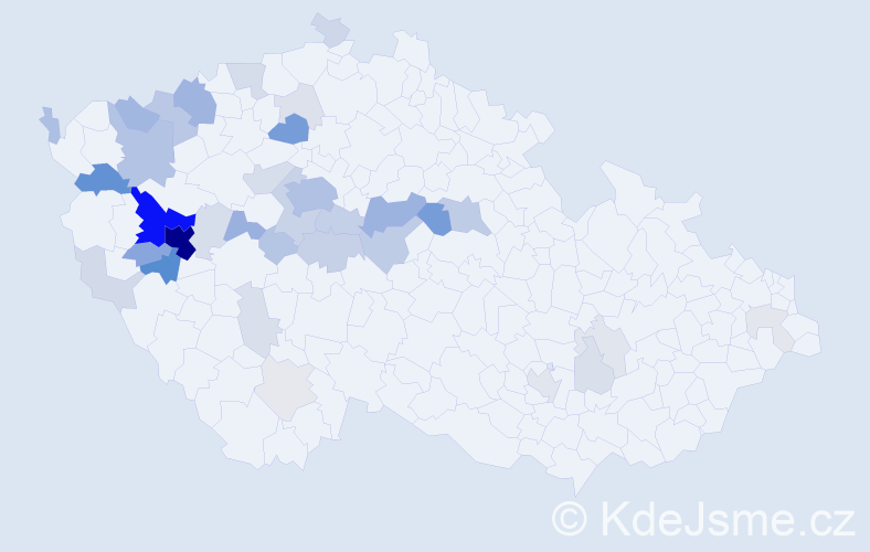 Příjmení: 'Pechmanová', počet výskytů 170 v celé ČR