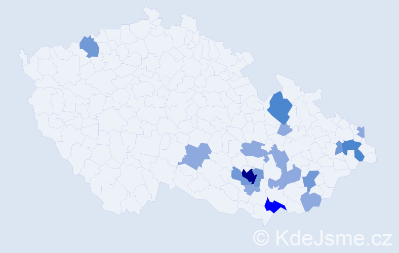 Příjmení: 'Kazlepková', počet výskytů 35 v celé ČR