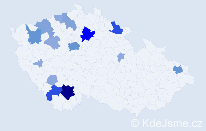 Příjmení: 'Tišlerová', počet výskytů 48 v celé ČR