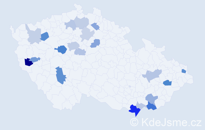 Příjmení: 'Letáková', počet výskytů 49 v celé ČR